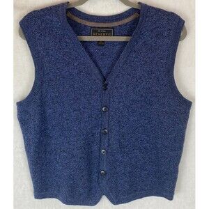 Jos A Bank Mens Blue Merino Wool Blend Button Front Sweater Vest Medium Academia